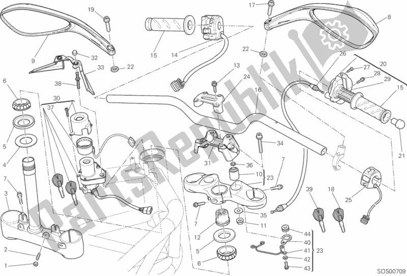 All parts for the Handlebar of the Ducati Monster 795 EU Thailand 2014